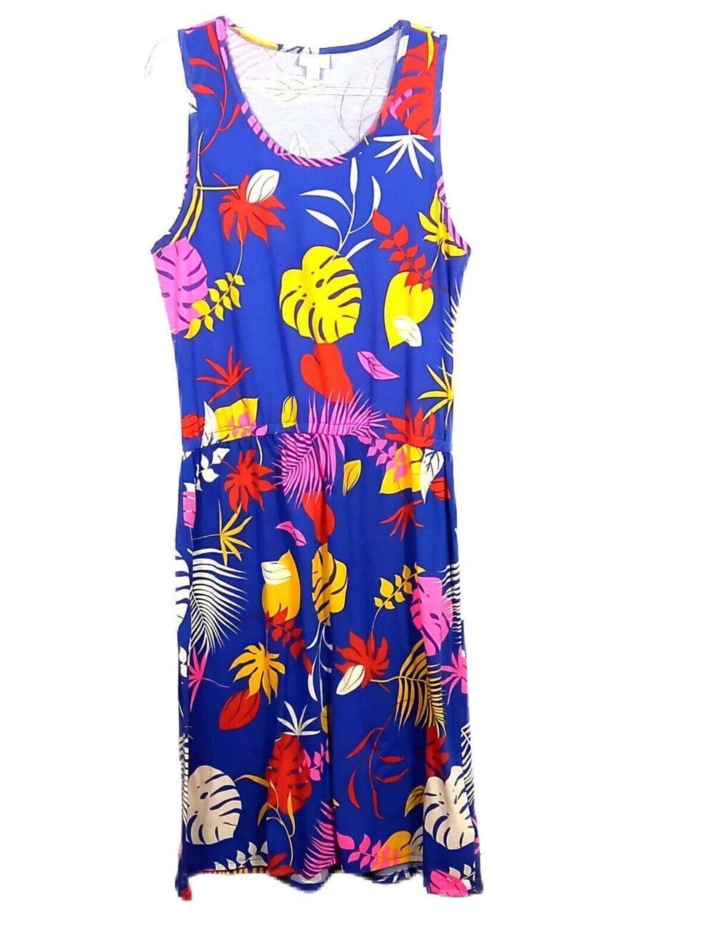 New - Lularoe Sleeveless Dress 2XL Tropical Simply Comfortable Midi Dress 2X